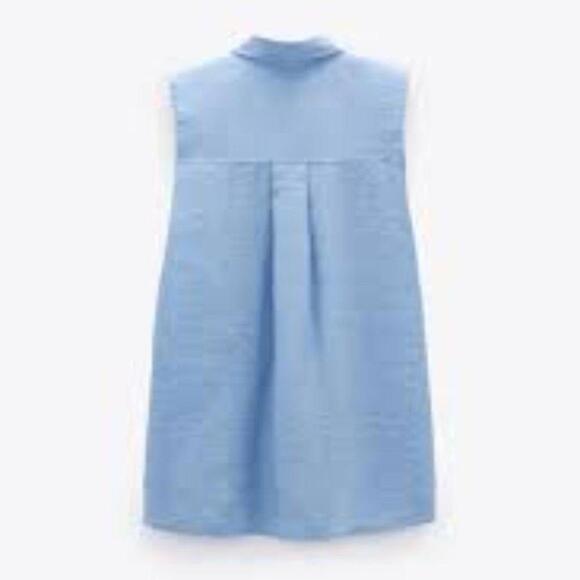 COPY - Zara Flowy  Shoulder Pad Shirt - Sky Blue - XS - Picture 3 of 7
